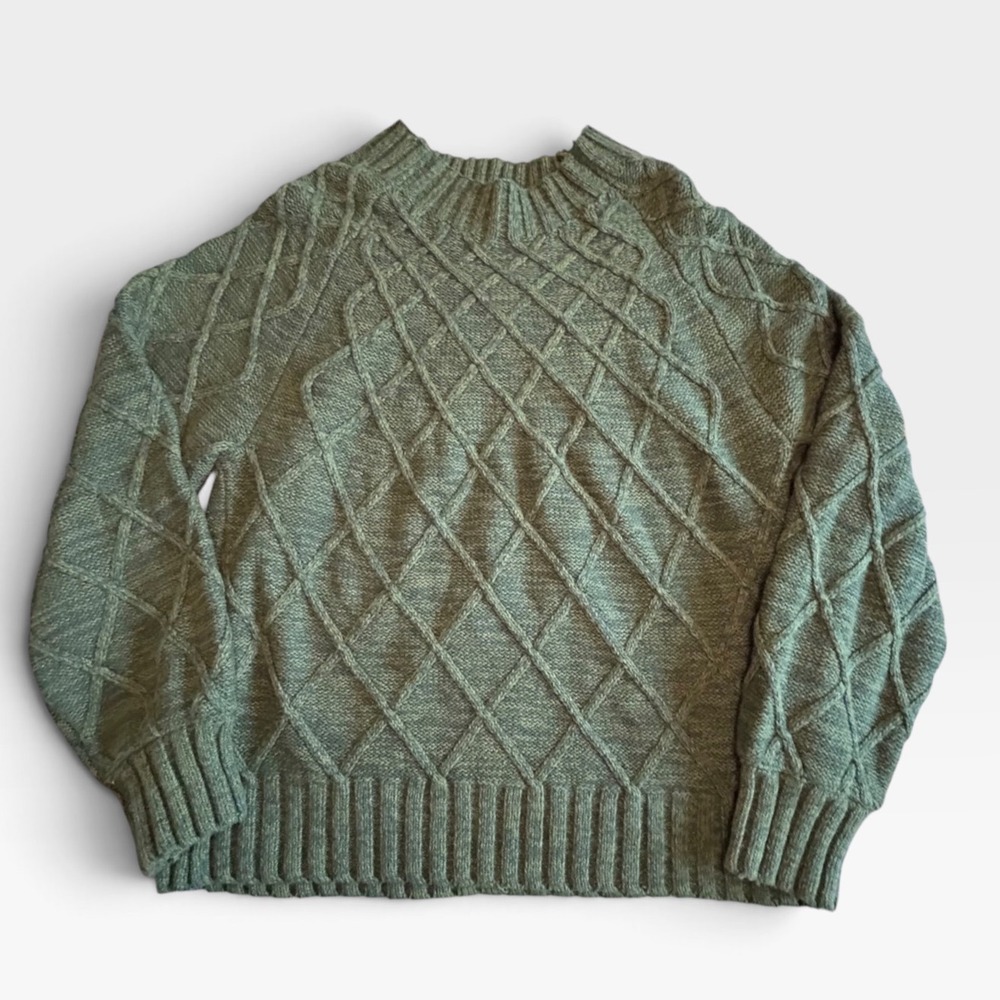 Princess Highway Green Cable Knit Sweater Diamond Lattice PGFX497 Size 12